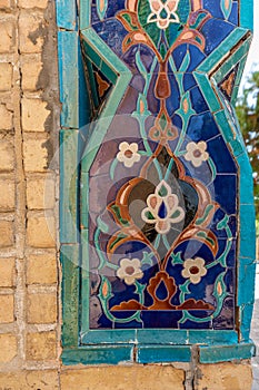 Decorative tile on the Gur-i Amir Mausoleum in Samarkand