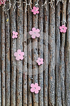 Decorative tree logs in nature