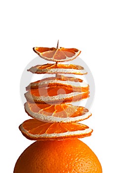 Decorative tree from orange slices on a white background