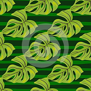 Decorative tropical palm leaves seamless pattern. Jungle leaf seamless wallpaper. Exotic botanical texture. Floral background