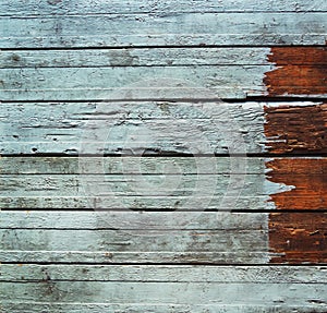 Decorative turquoise wooden background with horizontal planks