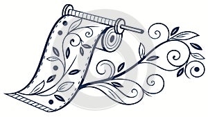 Decorative Unfurling Scroll with Floral Elements, vector design Generative AI