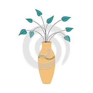 Decorative vase for home flowers on white background