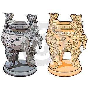 Decorative vase with legs in the Asian style photo