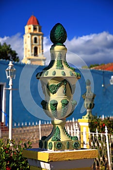 Decorative vase. Plaza Mayor. Trinidad city, Cuba