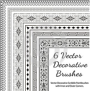 Decorative vector brushes with inner and outer corner.