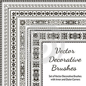 Decorative vector brushes with inner and outer corner.