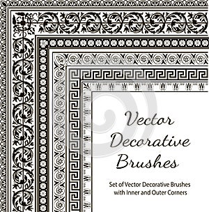 Decorative vector brushes with inner and outer corner.