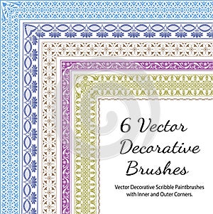 Decorative vector brushes with inner and outer corner.