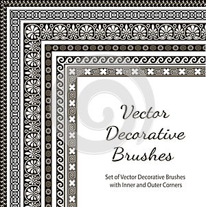 Decorative vector brushes with inner and outer corner.