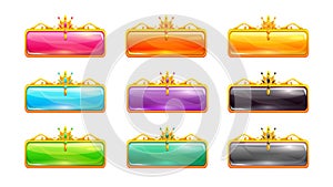 Decorative vector colorful long buttons set.