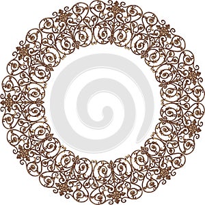 Decorative vector round frame from drawn  vintage design elements in art nouveau style