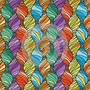 Decorative vector seamless wave pattern. Endless illustration with abstract doodle streams