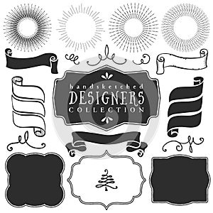 Decorative vector templates and elements for design of logos