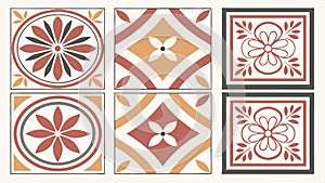 Tile pattern with flowers, decorative surface design vector design Generative AI