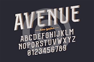 Decorative vector vintage retro typeface, font, alphabet letters