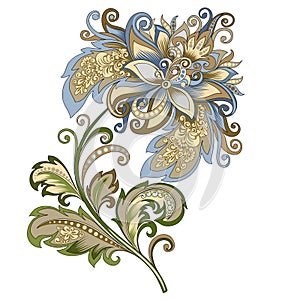 Decorative vintage gold and blue flower