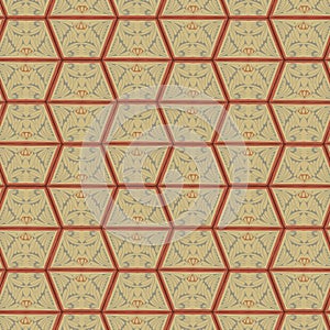 Decorative pattern with red, taupe and grey ethnic elements and forms photo