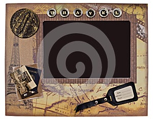 Decorative vintage photo frame for travel photos