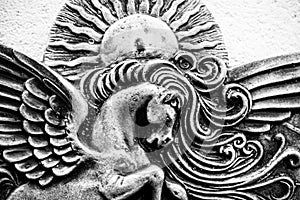 Decorative wall element representing the winged horse pegasus