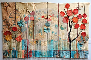 decorative wall hanging from fabric scraps