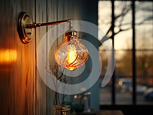 Decorative wall light lights up at dusk.