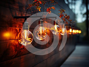 Decorative wall light lights up at dusk.