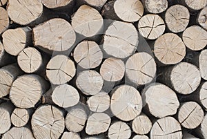 Decorative wall of round logs