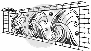 Decorative Wall with Stylized Ocean Wave Pattern, vector design Generative AI