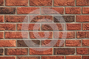 Decorative wall texture, background. Rusty, matted, red bricks