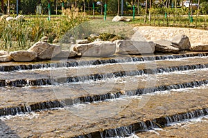 decorative waterfall of natural stone