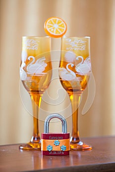 Decorative wedding glasses