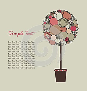 Decorative wedding tree. Cute retro card. Design elements for gifts, invitations, arts, crafts