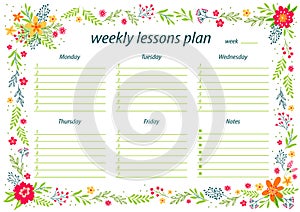 Decorative Weekly lessons plan - Vector