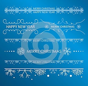 Decorative white design elements with snowflakes for christmas holidays - vector set