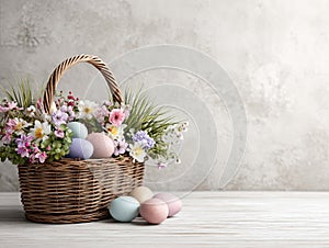 Rustic Easter basket on table