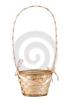 Decorative wicker basket on a white