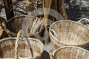 Decorative, wicker baskets handmade in a traditional medieval sh
