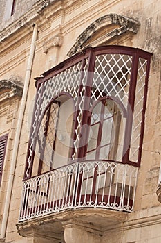 Decorative window and balcony in Valletta, Malta