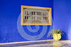 Decorative window on blue