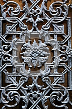 Decorative window metal door with a flower