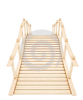 Decorative wooden bridge isolated on a white background. 3d rend