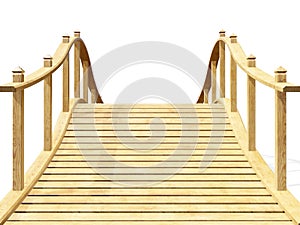 Decorative wooden bridge isolated on a white background. 3d rendering