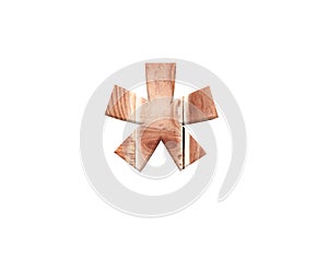 Decorative wooden digit symbol multiplication sum sing from wood planks. 3d rendering illustration. Isolated on white background.