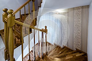 Decorative Wooden Interior Stairs of a Modern House