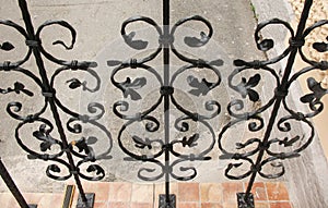 Decorative wrought-iron grille.