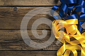 Decorative yellow, blue ribbon