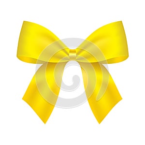 Decorative yellow bow. Vector bow for page decor isolated on white