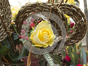 Decorative yellow rose adorned