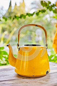 Decorative yellow teapot